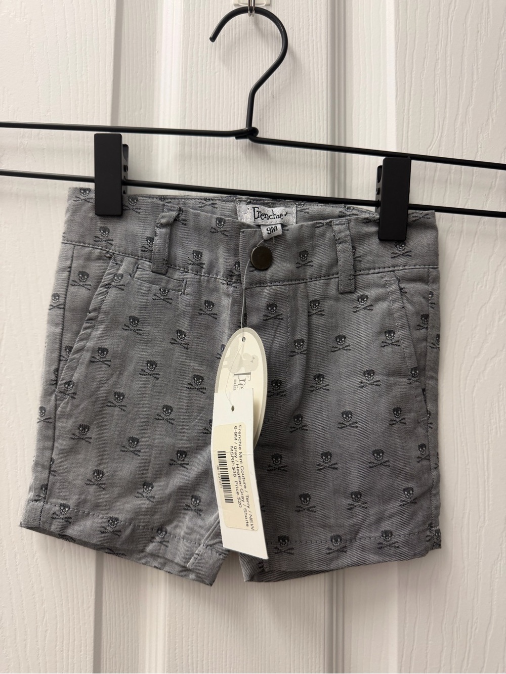 Frenchi Gray Skull-Print Cotton Jean Shorts